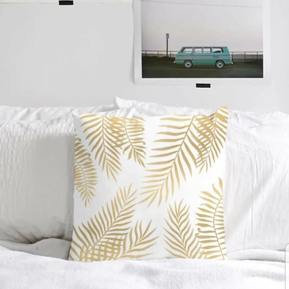 Golden leaf Pillow case and pillow